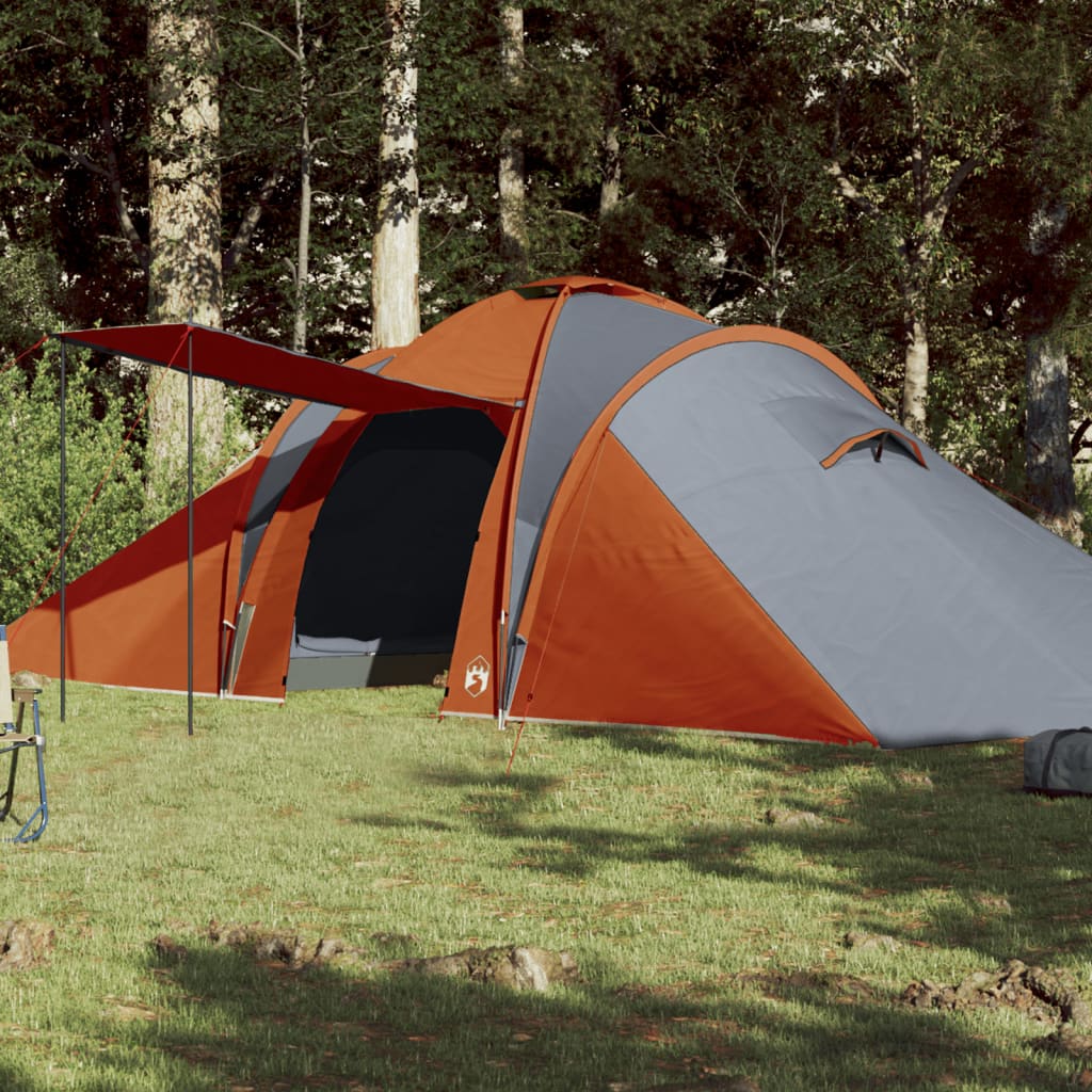 vidaXL Campingzelt 6 Personen Grau & Orange 576x238x193 cm 185T Taft