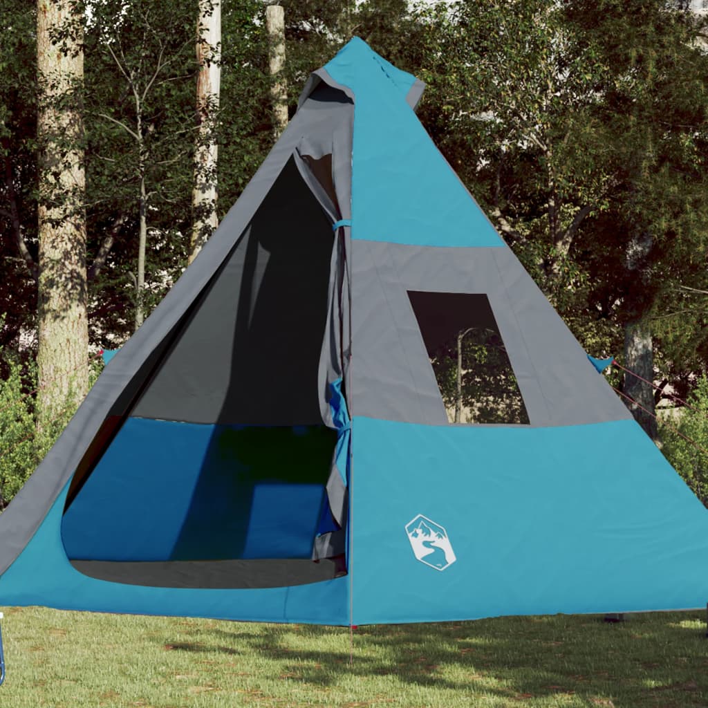 vidaXL Campingzelt 7 Personen Blau 350x350x280 cm 185T Taft