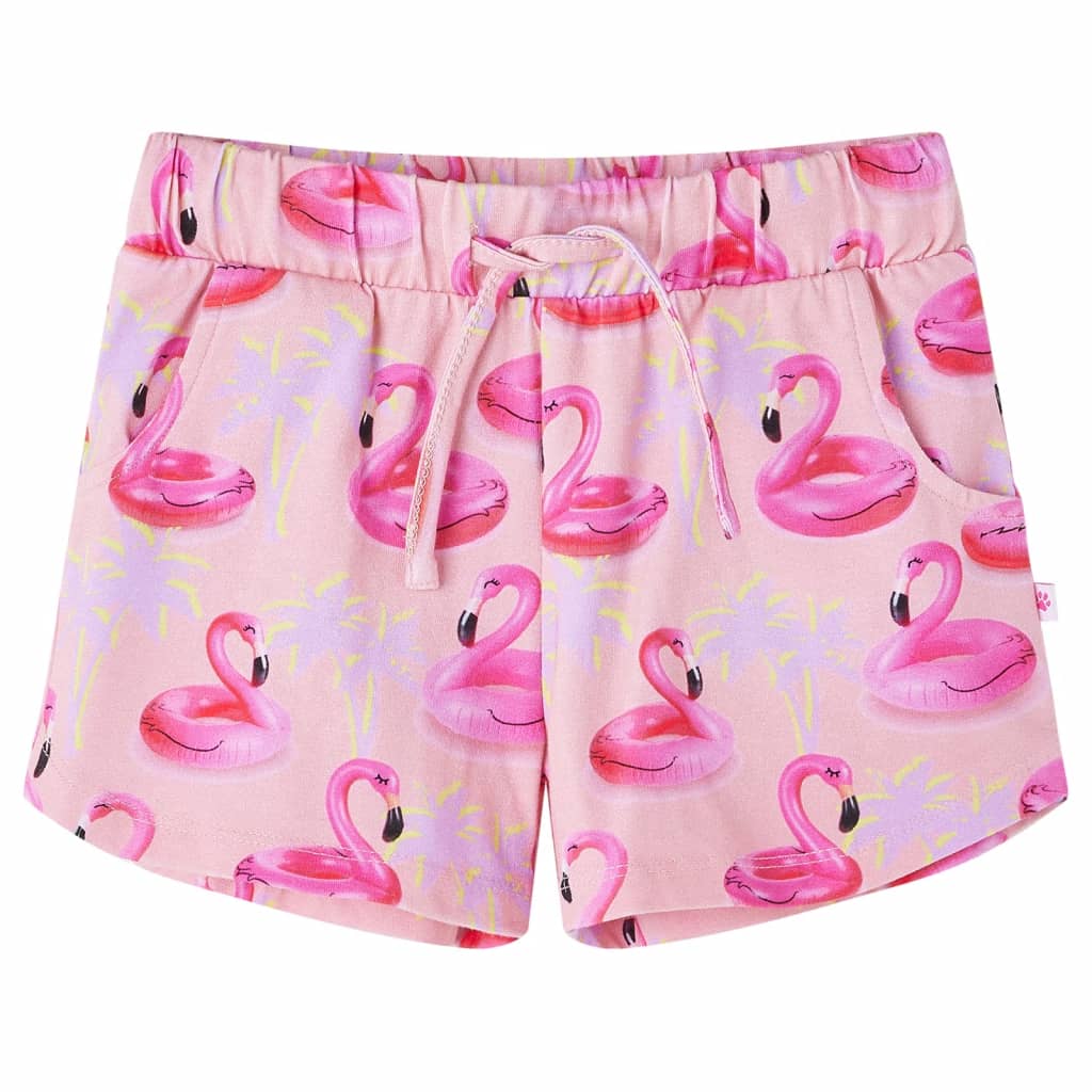 Kindershorts mit Kordelzug Flamingo-Schwimmring Hellrosa 140
