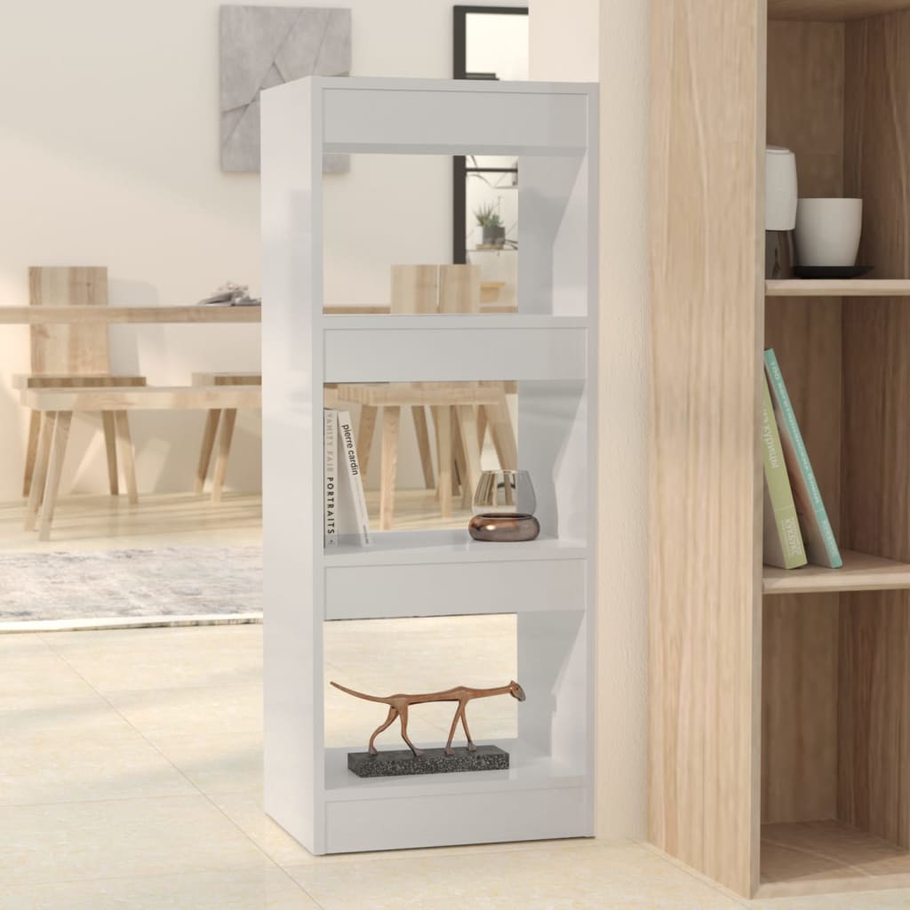 Bücherregal/Raumteiler Hochglanz-Weiß 40x30x103cm Holzwerkstoff