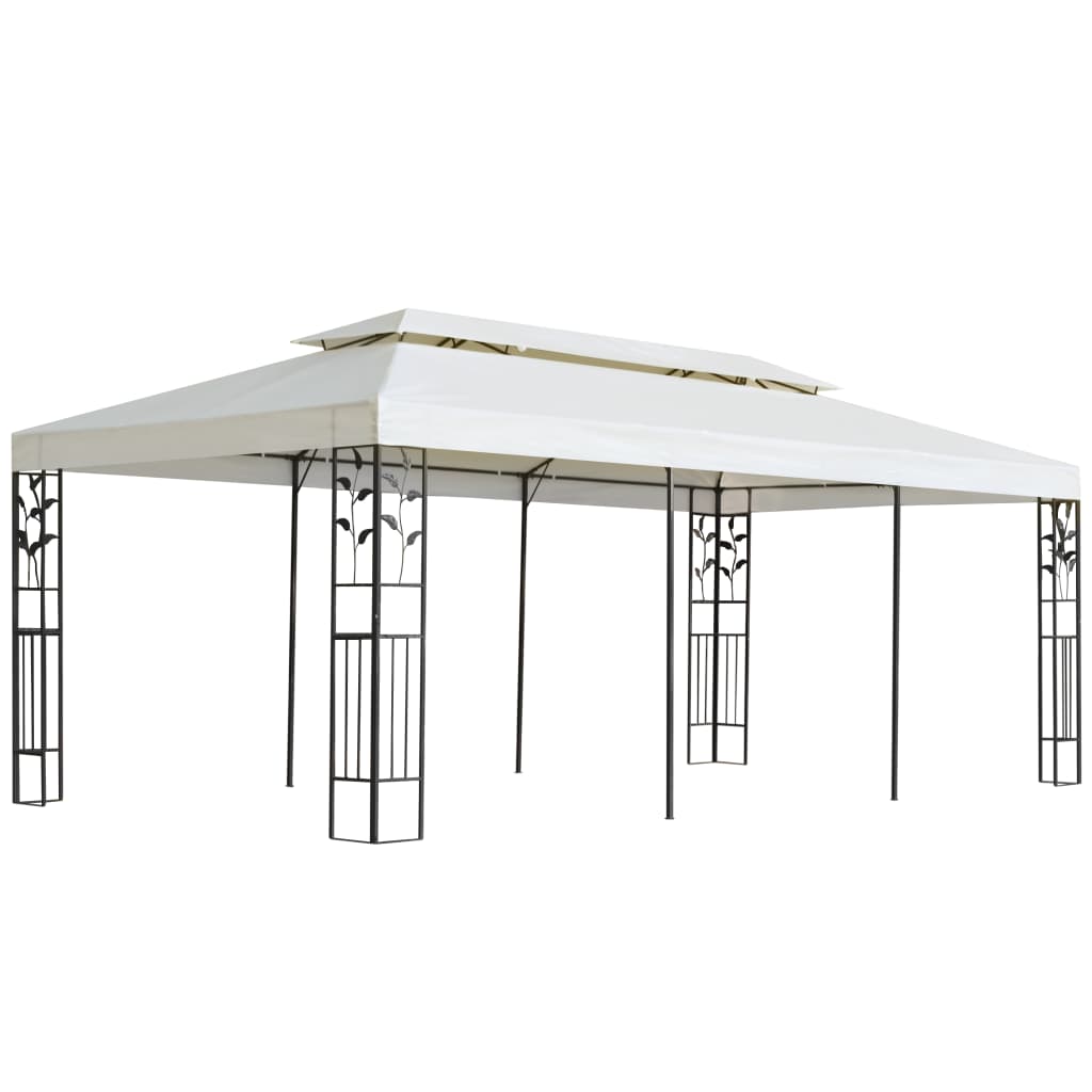 vidaXL Pavillon mit Doppeldach Weiß 6x3 m Stahl