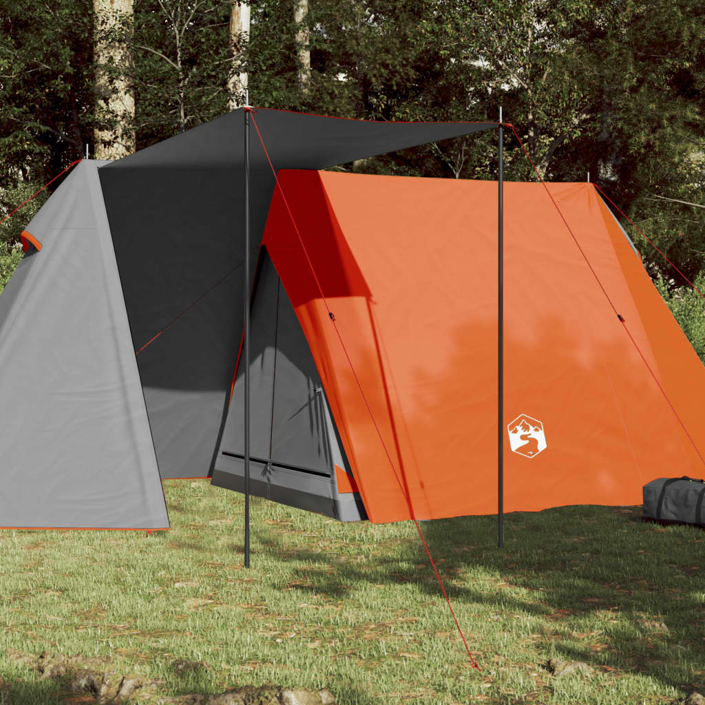 vidaXL Campingzelt 3 Personen Grau & Orange 465x220x170 cm 185T Taft