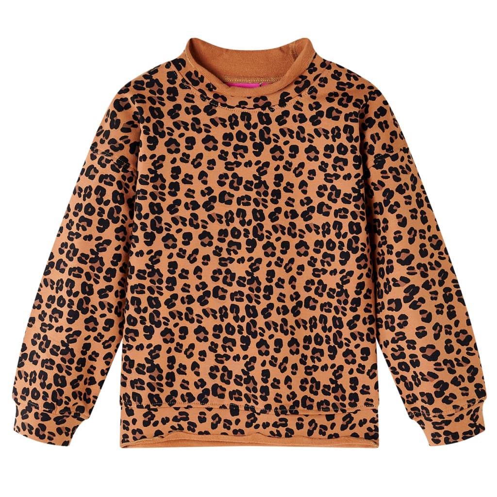 Kinder-Sweatshirt Leopardenmuster Heller Cognac 140